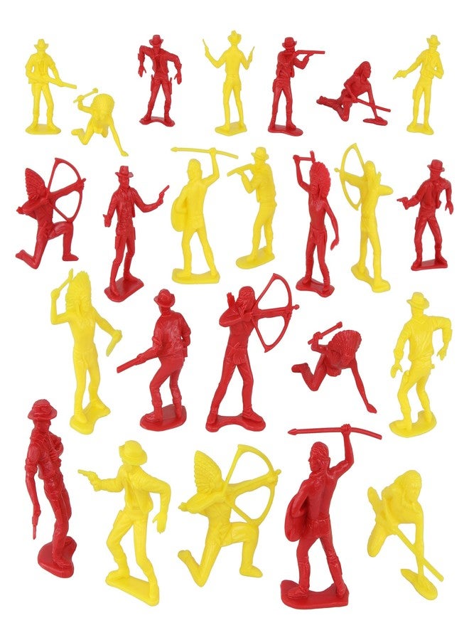 Tim Mee Toy TimMee Cowboys & Indians Plastic Figures - 40pc Red & Yellow Playset - US Made - Image 5